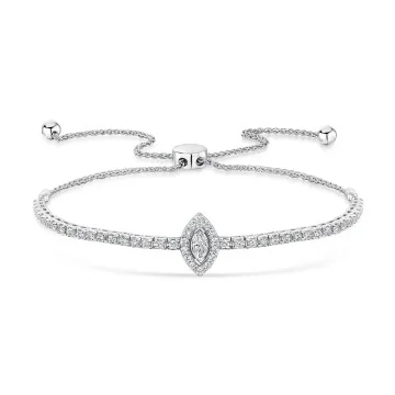 9ct White Gold Marquise 1.00ct Diamond Cluster Toggle Bracelet