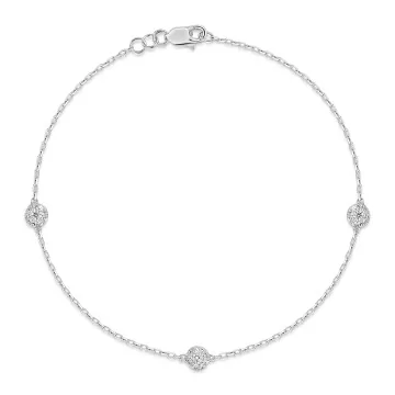 9ct White Gold Round Brilliant Diamond Cluster 0.2ct Bracelet