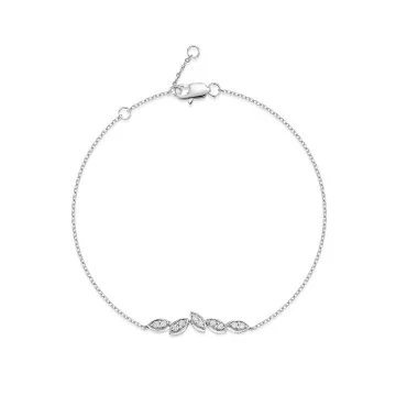 9ct White Gold Round Brilliant 0.15ct Diamond Marquise Shape Bracelet