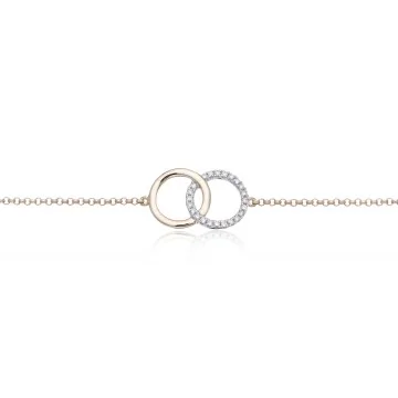 9ct Yellow Gold Brilliant Cut Diamond 0.06ct Interlocking Circle Bracelet