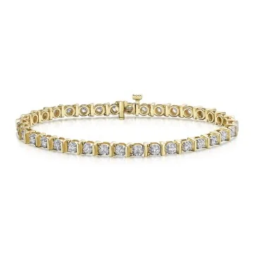 9ct Yellow Gold 2.00ct Bar Set Diamond Bracelet