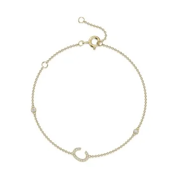 9ct Yellow Gold Round Brilliant 0.10ct Diamond Initial C Bracelet