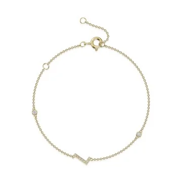 9ct Yellow Gold Round Brilliant 0.09ct Diamond Initial L Bracelet