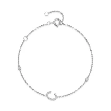 9ct White Gold Round Brilliant 0.11ct Diamond Initial C Bracelet