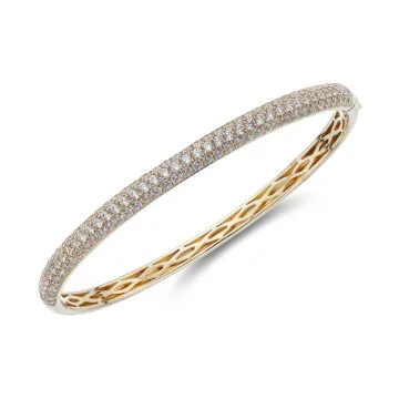 18ct Yellow Gold Brilliant Cut 3.35ct Diamond Pave Bangle 1