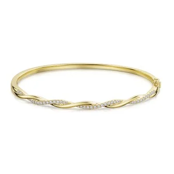 9ct Yellow Gold Round Brilliant 0.40ct Diamond Twist Bangle
