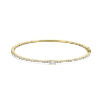 9ct Yellow Gold Emerald Cut 0.60ct Diamond Bangle