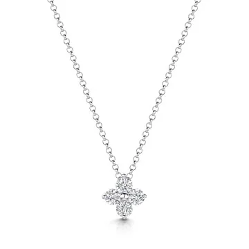 9ct White Gold Brilliant Cut 0.33ct Cluster Pendant Necklace