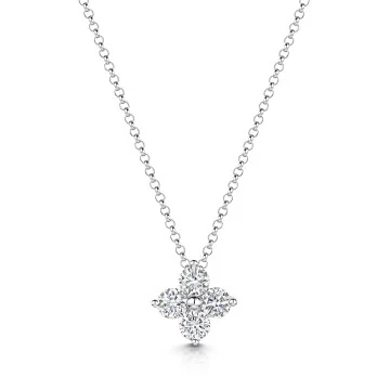 9ct White Gold Brilliant Cut 0.53ct Cluster Pendant Necklace