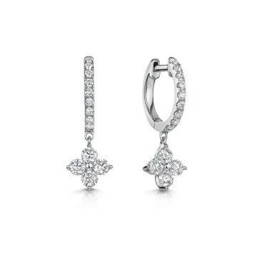 9ct White Gold Brilliant Cut Diamond 0.88ct Cluster Hoop Earrings 