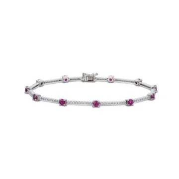 9ct White Gold Diamond 0.54ct and Ruby 1.10ct Bracelet