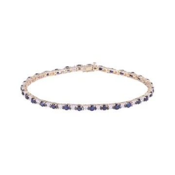 9ct Yellow Gold 4.25ct Round Brilliant Cut Sapphire and Diamond Bracelet