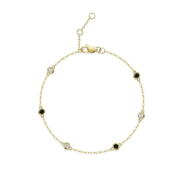 9ct Yellow Gold Round Brilliant 0.20ct Diamond & Sapphire Bracelet