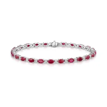 9ct White Gold 6.65ct Oval Cut Ruby & Diamond Bracelet