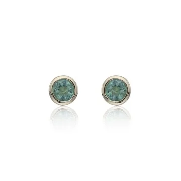 9ct Yellow Gold Emerald Rub Over Earrings