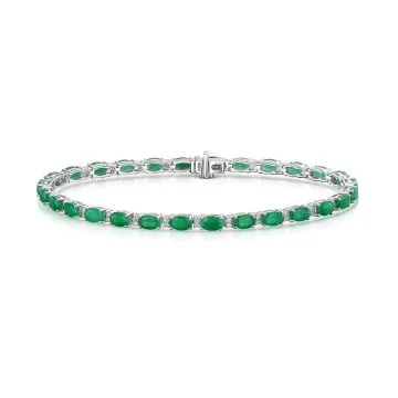 9ct White Gold 6.25ct Oval Cut Emerald & Diamond Bracelet