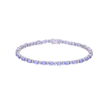 9ct White Gold Brilliant Cut Tanzanite and Diamond 0.26ct Bracelet