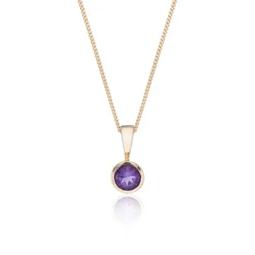 9ct Yellow Gold Amethyst Rub Over Pendant