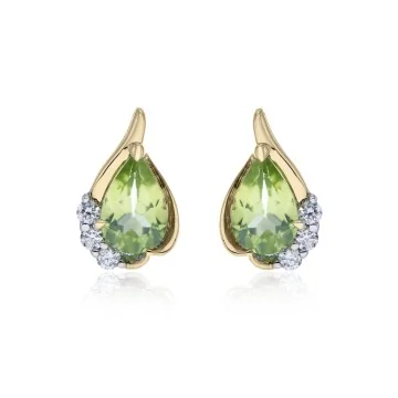 9ct Yellow Gold Pear Shape 0.50ct Peridot Fancy Earrings