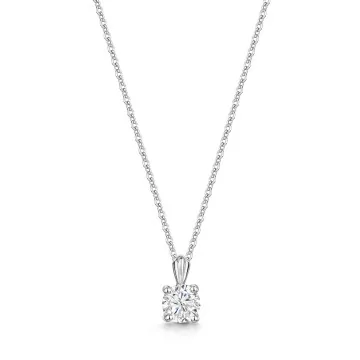 9ct White Gold Round Brilliant Cubic Zirconia Claw Set Pendant