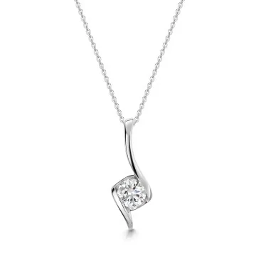 9ct White Gold Cubic Zirconia Cross Over Drop Pendant