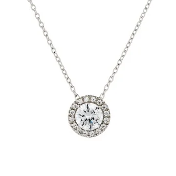 9ct White Gold Brilliant Cut Cubic Zirconia Halo Pendant