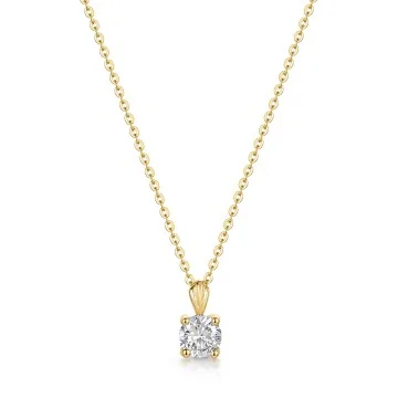 9ct Yellow Gold 4mm Round Cubic Zirconia Pendant Necklace