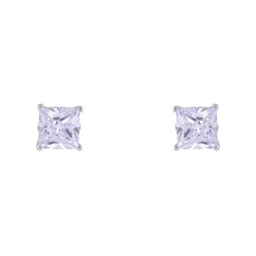 9ct White Gold Princess Cut Cubic Zirconia Stud Earrings