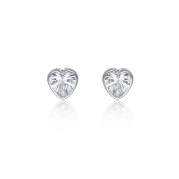 9ct White Gold Cubic Zirconia Heart Shape Stud Earrings
