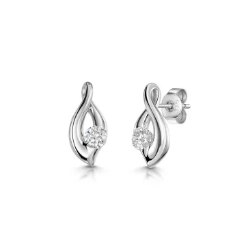 9ct White Gold Cubic Zirconia Open Twist Earrings