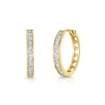 9ct Yellow Gold Cubic Zirconia Huggy Hoop Earrings