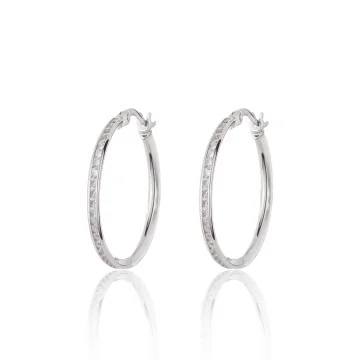 9ct White Gold Cubic Zirconia Hoop Earrings