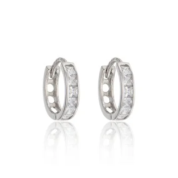 9ct White Gold Brilliant Cut Cubic Zirconia Hoop Earrings
