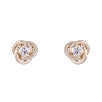 9ct Yellow Gold Cubic Zirconia Knot Stud Earrings