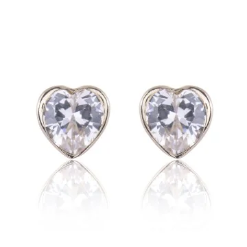9ct Yellow Gold Heart Shape Cubic Zirconia Earrings