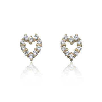 9ct Yellow Gold Cubic Zirconia Heart Earrings