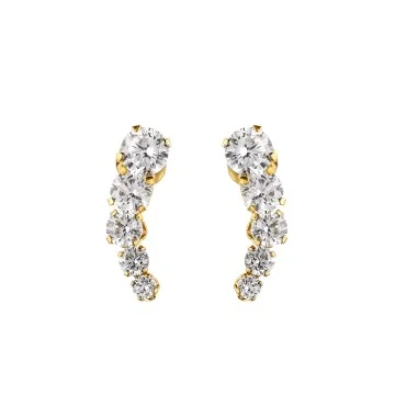 9ct Yellow Gold Brilliant Cut Cubic Zirconia Climber Earrings