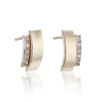 9ct Yellow Gold Cubic Zirconia Band Earrings