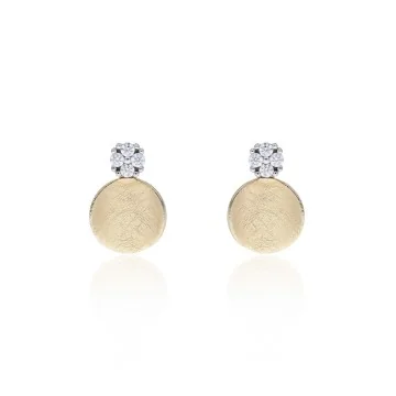 9ct Yellow Gold Cubic Zirconia Textured Disc Earrings