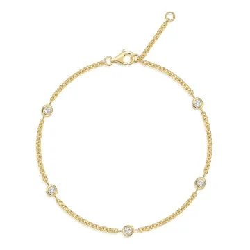 9ct Yellow Gold Cubic Zirconia Staggered Rub Over Bracelet