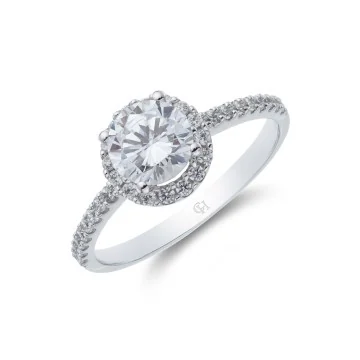 9ct White Gold Brilliant Cut Cubic Zirconia Halo Ring