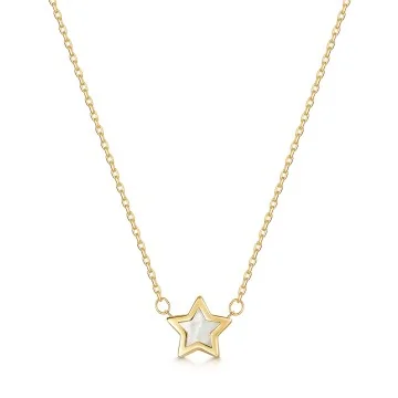 9ct Yellow Gold Mother Of Pearl Star Necklet