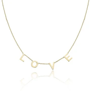 9ct Yellow Gold LOVE Flat Letter Necklace