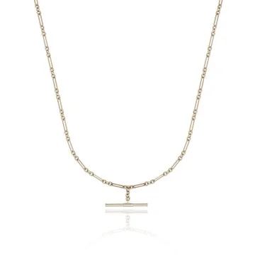9ct Yellow Gold Paperclip Chain T-Bar Necklace