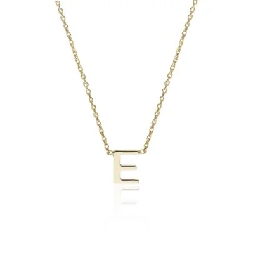 9ct Yellow Gold  'E' Letter Necklace