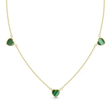 9ct Yellow Gold Malachite Heart Necklet