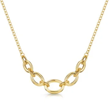9ct Yellow Gold Fancy Curb Link Centre Necklace