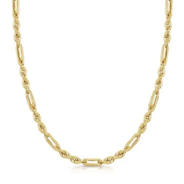 9ct Yellow Gold Hollow Diamond Cut Figarope 20" Chain