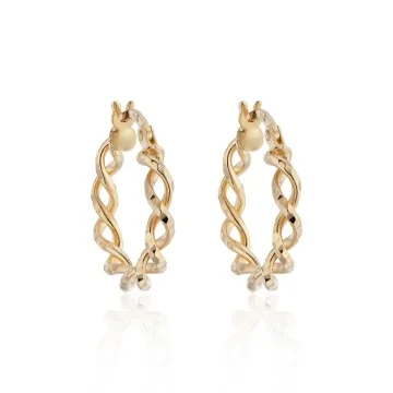 9ct Yellow Gold Textured Twist Hoop Earrings