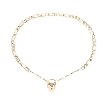 9ct Yellow Gold Figaro Padlock Bracelet